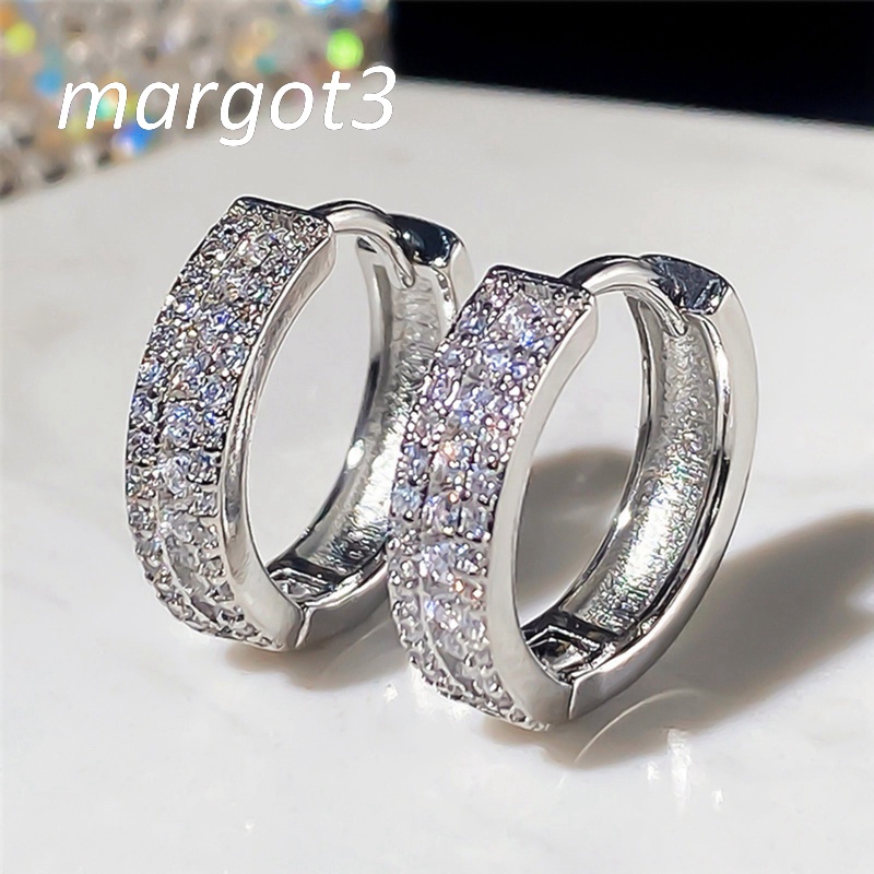 Bông Tai Mạ Bạc Dạng Vòng Đính Đá Zircon Thời Trang Cho Nữ