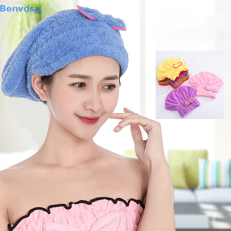 Khăn Quấn Khô Tóc Nhanh Đính Nơ Bằng Sợi Microfiber