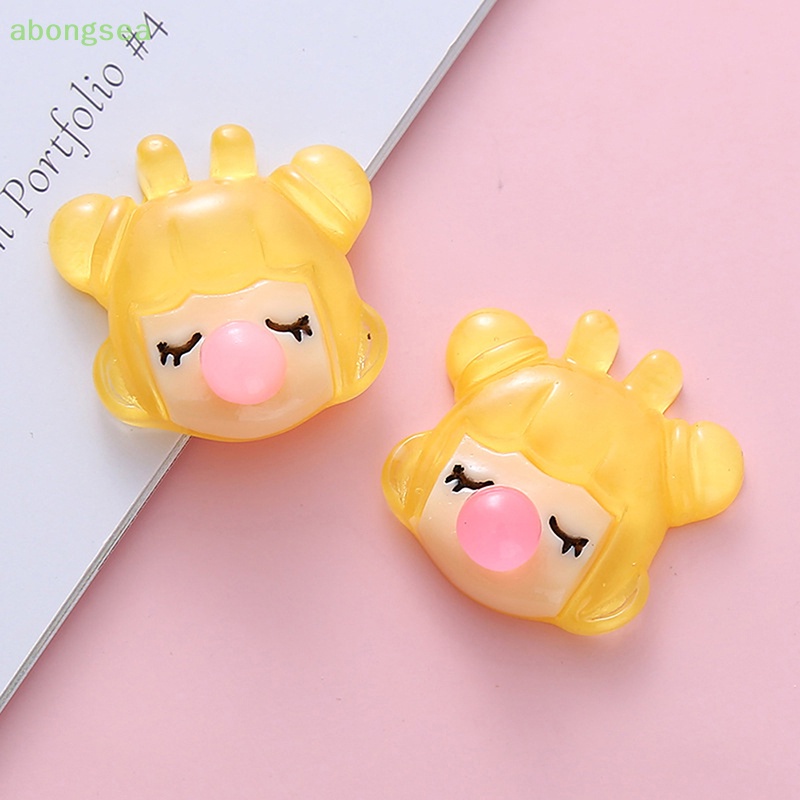 Bộ 5 Phụ Kiện Đầu Cô Gái Thổi Bong Bóng Trong Suốt DIY Trang Trí Điện Thoại