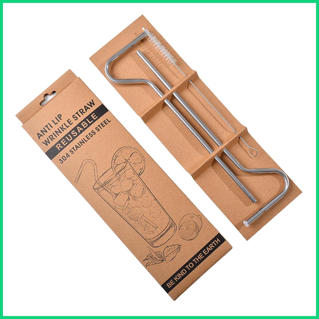 Ống Hút Cong Bằng Thép Không Gỉ Chống Nhăn Bền Bỉ Có Thể Tái Sử Dụng Cho Cốc Nước jiwvn