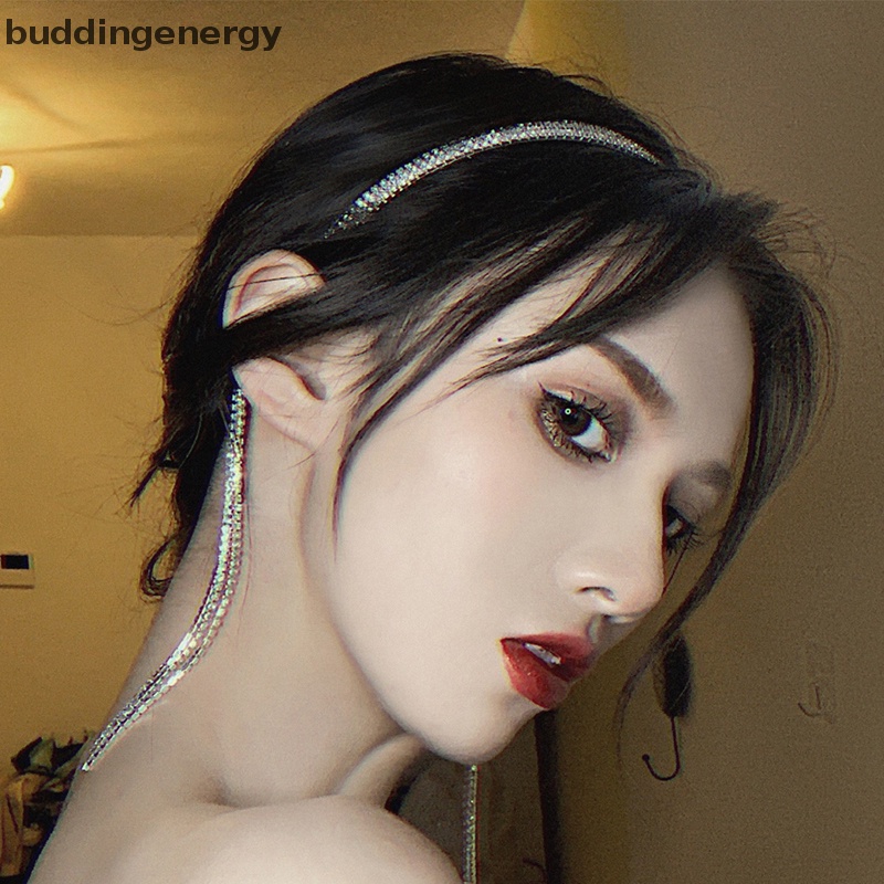 Băng Đô Cài Đầu Đính Đá Phối Tua Rua Dài Lấp Lánh Cho Nữ