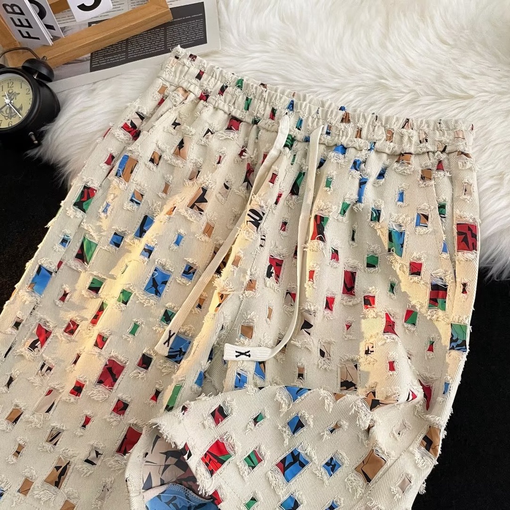 Quần Short Rách Dáng Rộng Phong Cách Đường Phố Mỹ Thời Trang Mùa Hè Cho Nam