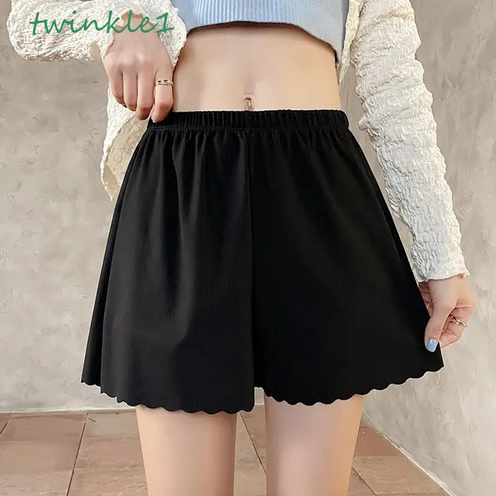 Quần Short Satin Không Đường May Dáng Rộng Thoải Mái Cho Nữ