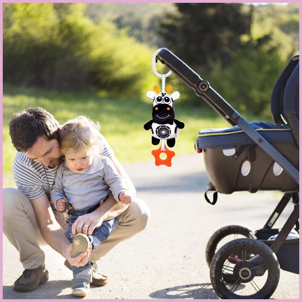 Đồ Chơi Lục Lạc Di Động Treo Nôi Em Bé Sơ Sinh Hình Động Vật Có Lục Lạc