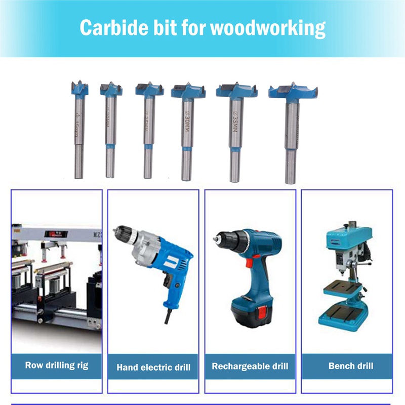 Bộ 6 Mũi Khoan 15-40mm Cho Vật Liệu Gỗ