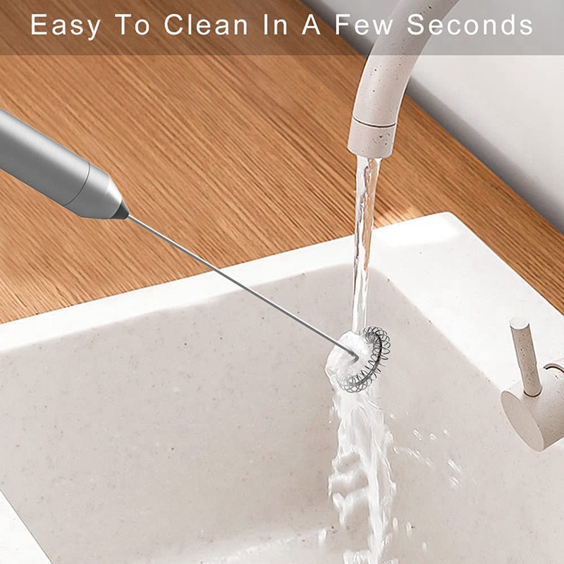 Máy Đánh Sữa Tạo Bọt Cà Phê Bằng Thép Không Gỉ Cầm Tay Chạy Bằng Pin