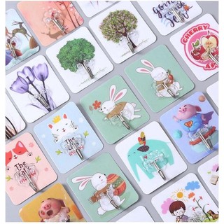 Móc dán tường in hình 3d siêu dính, độc đáo, chịu lực tốt,suốt tiện dụng 8.6x7.5cm
