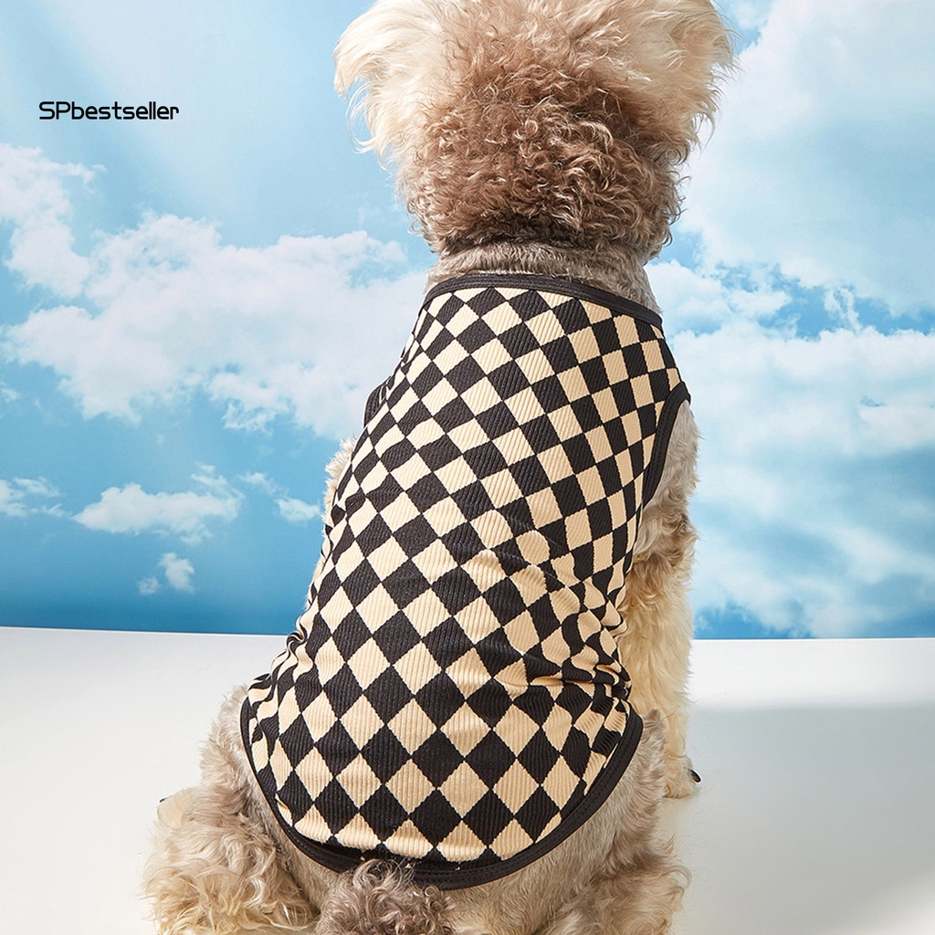 Áo Thun Cổ Tròn Họa Tiết Sọc Caro Thời Trang Mùa Hè Xinh Xắn Cho Cún Cưng