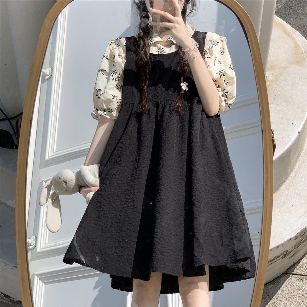 Đầm Yếm Dáng Rộng Mềm Mại Phong Cách Nhật Bản Thời Trang Mùa Hè Cho Nữ