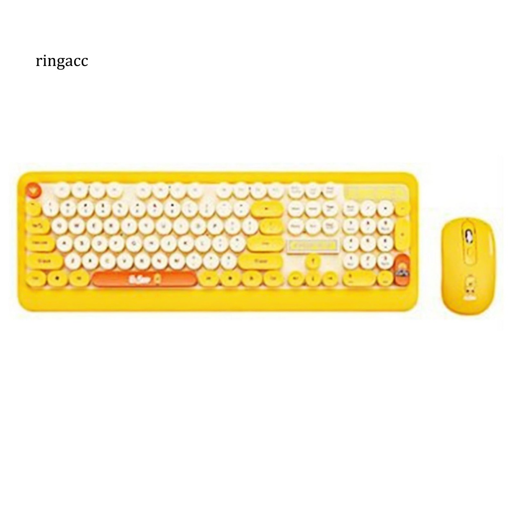 Bộ Bàn Phím Quang Không Dây USB Chống Nước K68 In Họa Tiết Hoạt Hình Cho Notebook