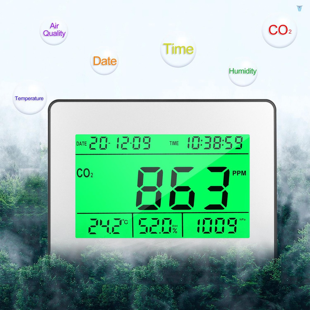 Thiết Bị Đo Chất Lượng Không Khí Carbon Dioxide 5.5-inch LCD 5.5-inch Có Giá Đỡ Gắn Tường Tiện Dụng