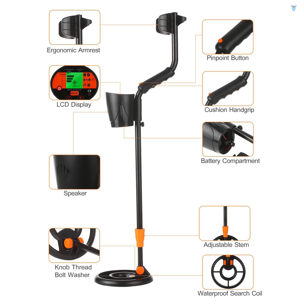 Máy Dò Kim Loại Dưới Lòng Đất Dễ Lắp Đặt Màu Vàng Nhạy Có Thể Điều Chỉnh Dùng Làm Trang Sức Kim Loại Vàng