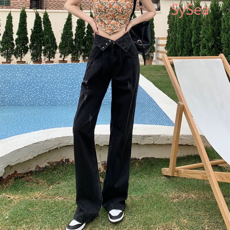 Quần Dài Lưng Cao Kiểu Retro Hàn Quốc Thiết Kế Năng Động Cho Nữ