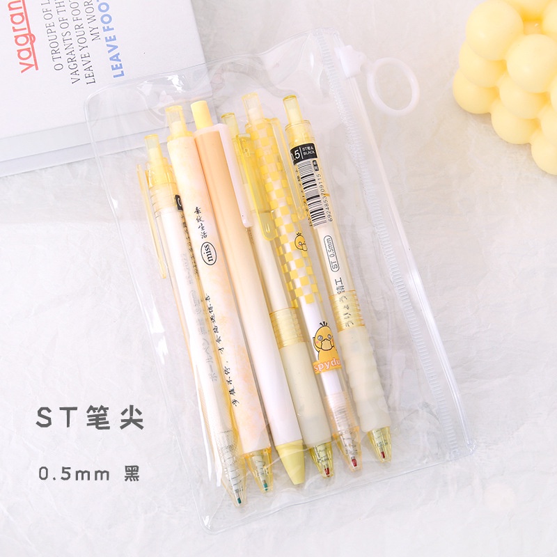 Set 6 Bút Bi Mực Đen Ngòi 0.5mm