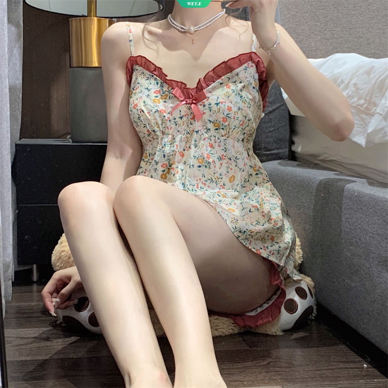Bộ Đồ Ngủ Ngắn Hai Dây Họa Tiết Hoa Thời Trang Mùa Hè 2023 Phong Cách Hàn Quốc Cho Nữ