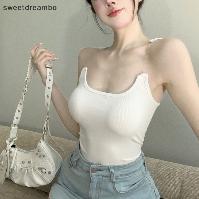 Áo Hai dây đeo vai vô hình mùa hè Áo ba lỗ mỏng không tay gợi cảm màu trơn cho nữ drn