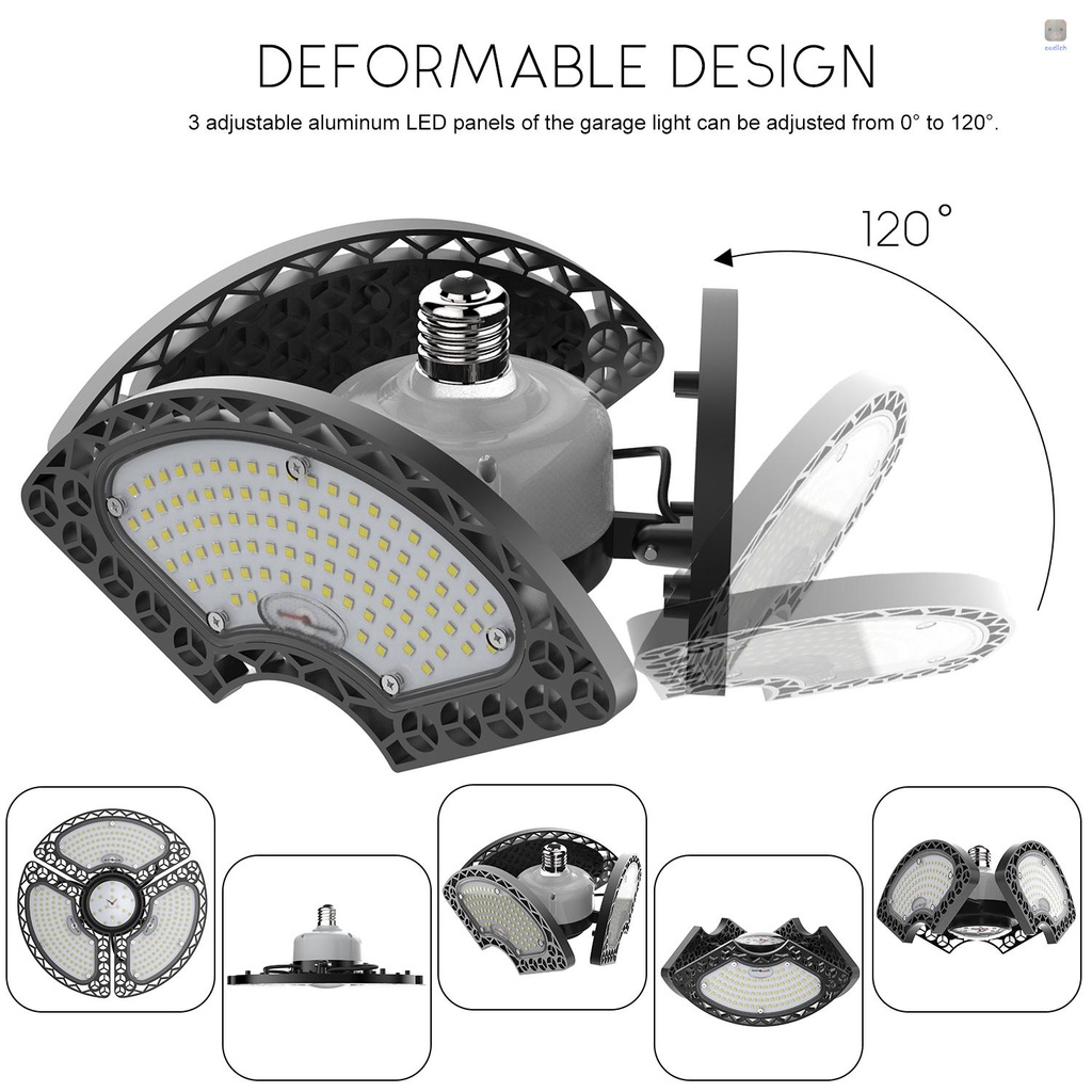 Đèn LED Garage 60W 7500LM CRI80 LED Với 3 Tấm Điều Chỉnh E27