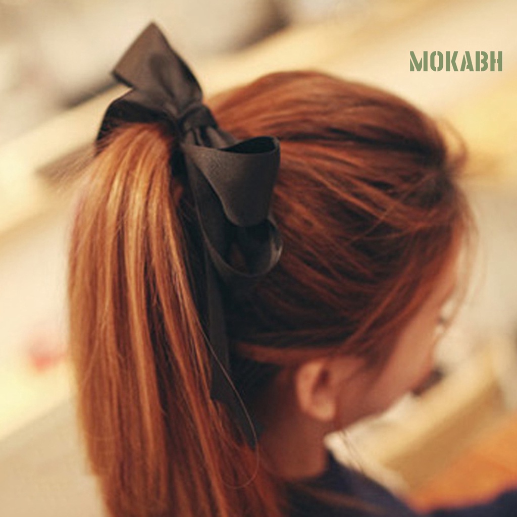 Dây Buộc Tóc Thắt Nơ Hai Lớp Bằng Vải Satin Màu Sắc Ngọt Ngào