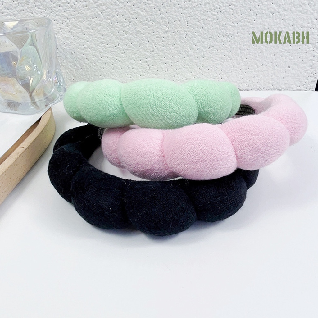 Băng Đô Cài Tóc Dày Co Giãn Chống Trượt Màu Trơn Dành Cho Nữ