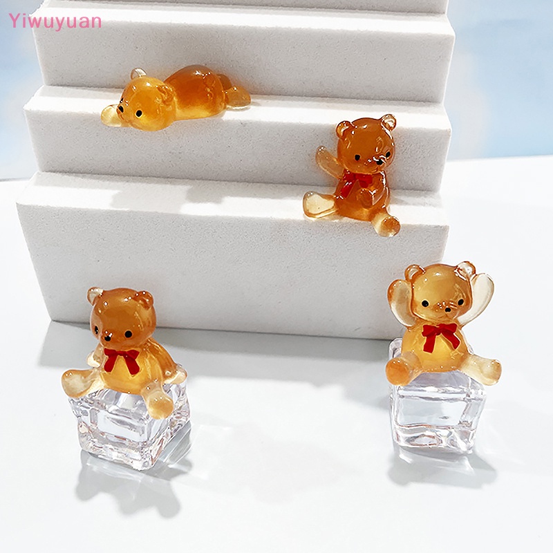 Bộ 2 Chú Gấu Mini Bằng Nhựa Phát Quang Trang Trí Mới