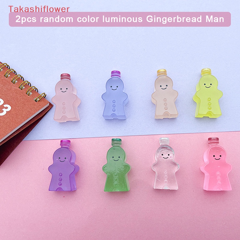 Set 2 Mô Hình Nhân Vật Hoạt Hình Gingerbread Man Bằng Nhựa Resin Phát Sáng Độc Đáo