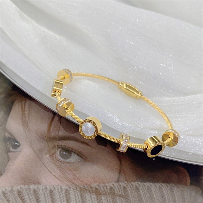 Vòng Đeo Tay Số La Mã Bằng Thép Không Gỉ Đơn Giản Thời Trang Cho Nữ