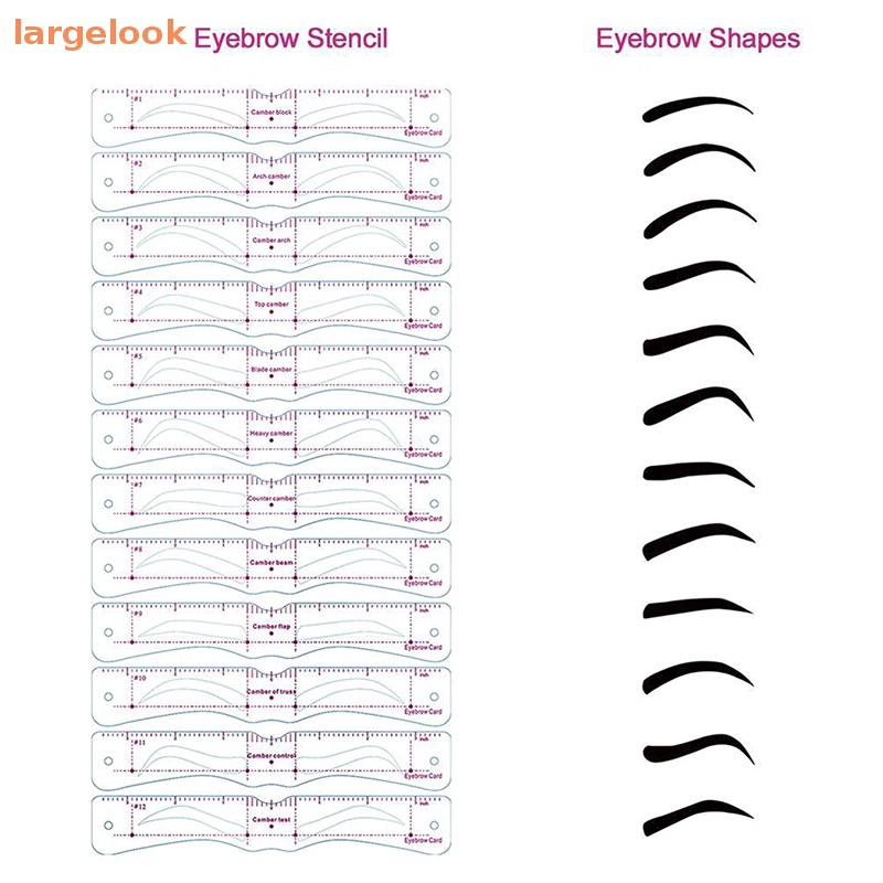 Bộ 12 Thẻ Khuôn Hỗ Trợ Vẽ Lông Mày Tái Sử Dụng Tiện Lợi