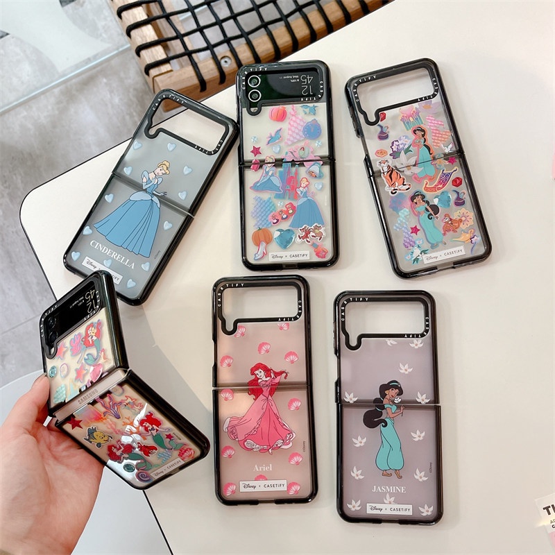 Ốp Điện Thoại Nắp Gập In Hình Công Chúa Disney Ariel CINDERELLA JASMINE Sang Trọng Cho Samsung Galaxy Z Flip 4 3 5G Z Flip 3 Flip4
