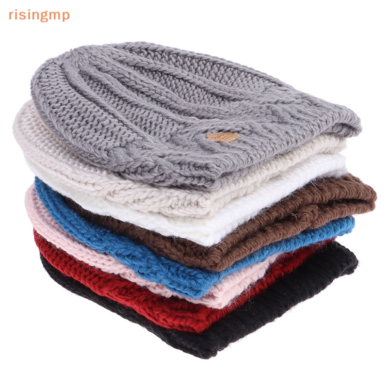 [risingmp] Mũ Beanie Dệt Kim Dày Co Giãn Giữ Ấm Mùa Thu Đông Cho Nữ