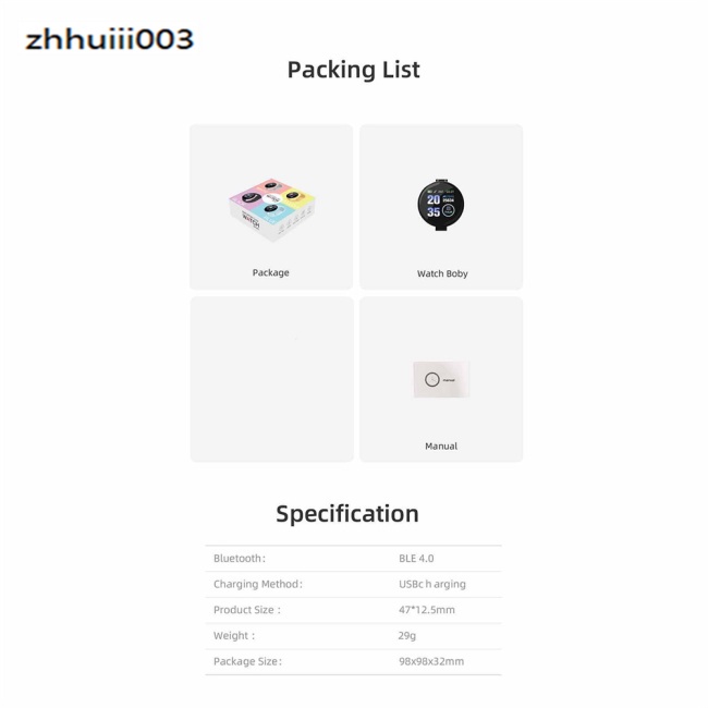 Đồng Hồ Thông Minh ZHIHUI D18s Màn Hình 1.44 Inch Pin 90mah Bluetooth 4.0 Theo Dõi Giấc Ngủ