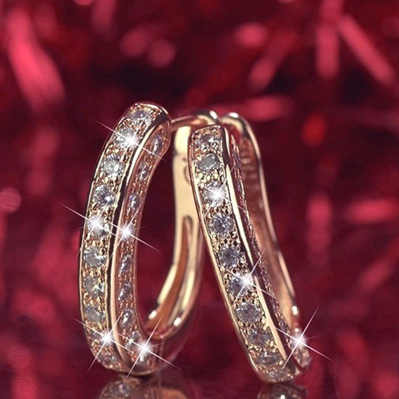 Khuyên Tai Tròn Đính Đá Lấp Lánh Sang Trọng Cho Nữ