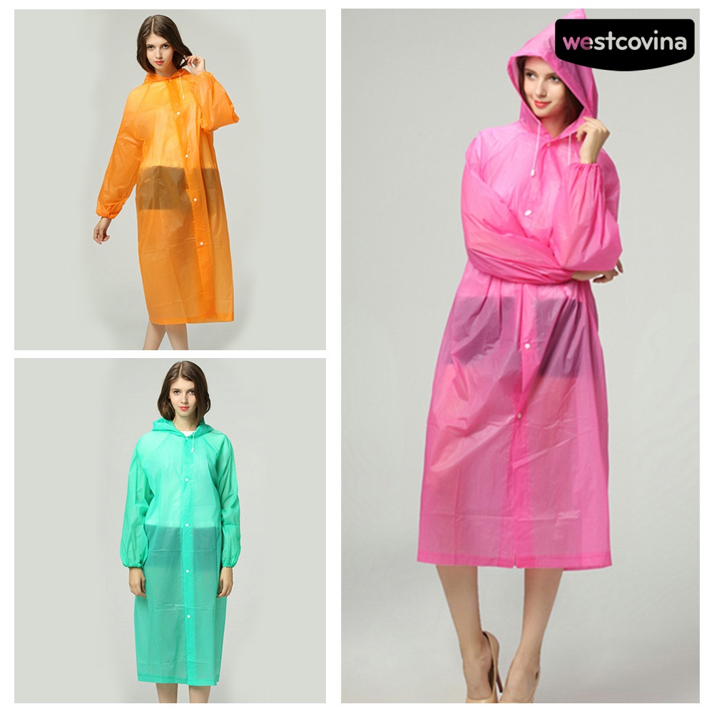 [COD]☁Áo Mưa Di Động Có Mũ Trùm Phối Nút Chống Nước Unisex