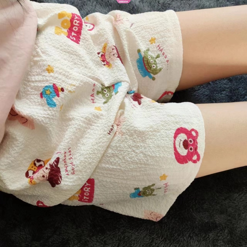 DISNEY Ultra Quần Ngủ Siêu Mỏng In Họa Tiết Hoạt Hình Phong Cách Hàn Quốc Thời Trang Mùa Hè Cho Nữ