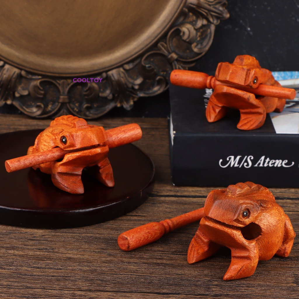 Cooltoy Set 4 Nhạc Cụ Điêu Khắc Hình Chú Ếch Mini Bằng Gỗ