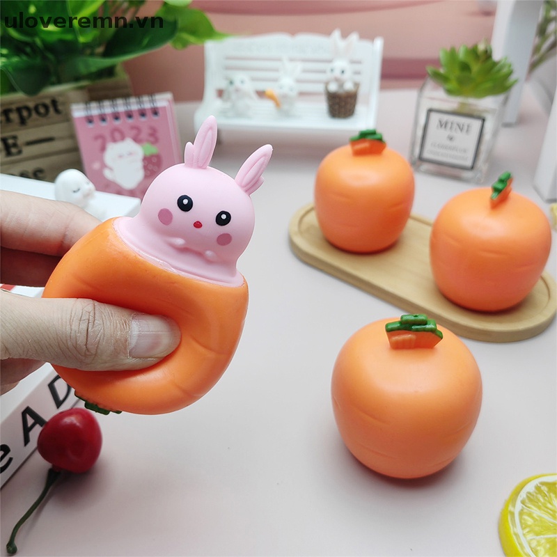 Uloveremn Deion Đồ Chơi Nắn Bóp Hình Cốc Cà Rốt Thỏ Hoạt Hình Đáng Yêu Đồ Chơi Giảm Căng Thẳng