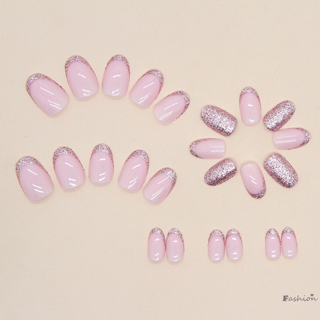 Móng Tay Giả Đính Bột Kim Tuyến Màu Hồng Quý Phái Và Thanh Lịch