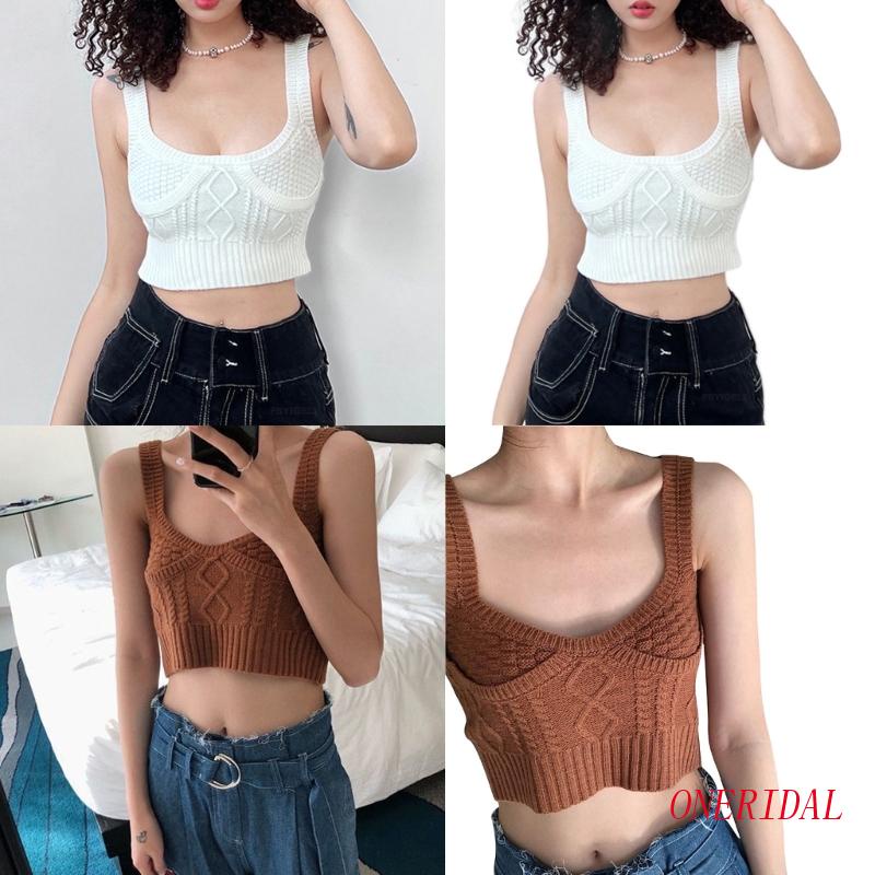 Áo Croptop Dệt Kim Sát Nách Cổ Vuông Thời Trang Đường Phố Gợi Cảm Cho Nữ