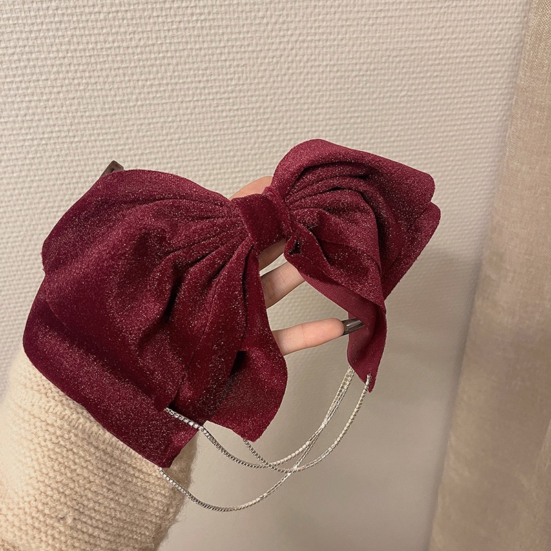 Kẹp Tóc Hình Nơ Cỡ Lớn Màu Đỏ Thời Trang Thu Đông Hàn Quốc Cho Cô Dâu