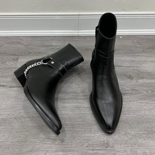 Giày Lukas Boots DECEMBER Mũi Nhọn Da Bò Đế Gỗ Cao Cấp