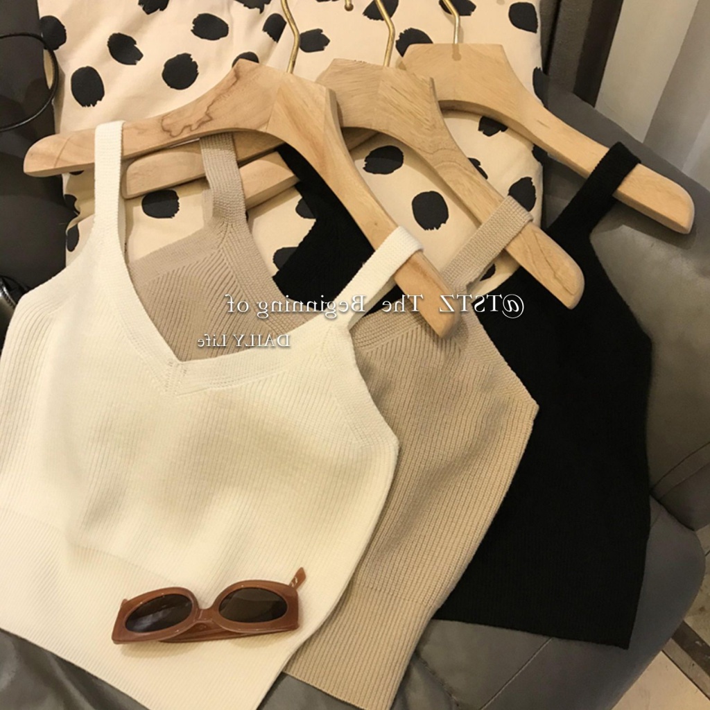 Milyfashion Áo Dệt Kim Hai Dây Ôm Dáng Họa Tiết Kẻ Sọc Màu Sắc Tương Phản Thời Trang Mùa Hè