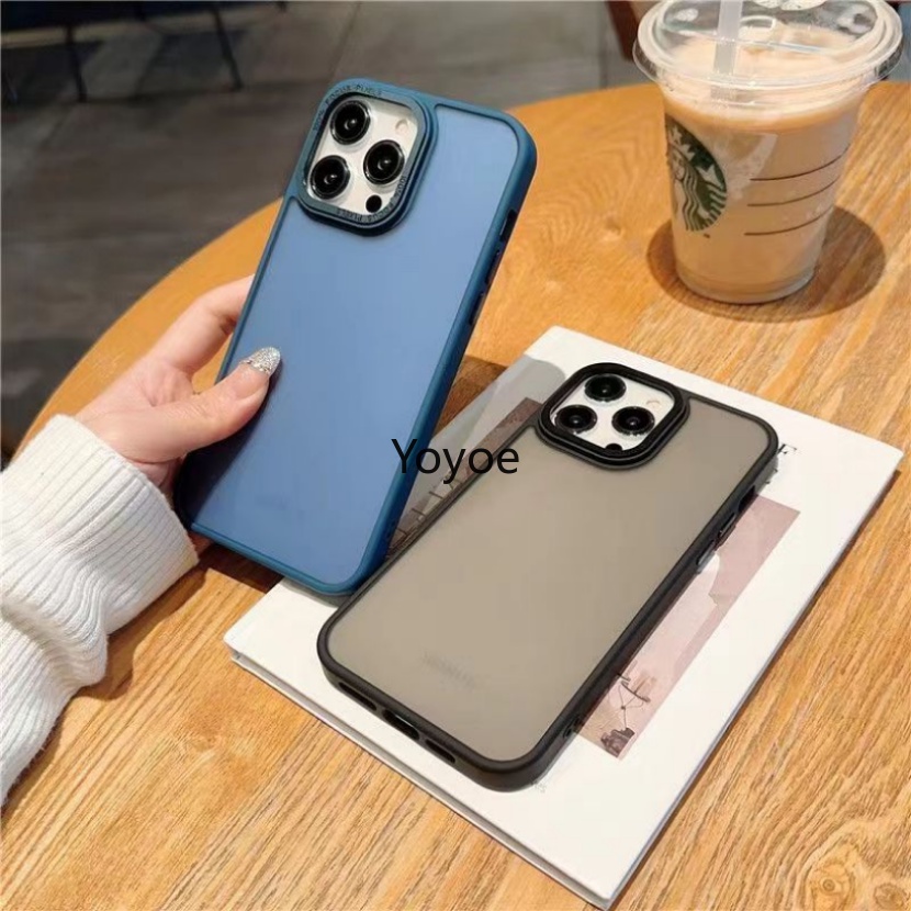 Ốp Điện Thoại Acrylic Cứng Trong Suốt Chống Sốc Mặt Nhám Sang Trọng Cho iPhone 14 13 12 11 Pro X XR XS Max 7 8 Plus
