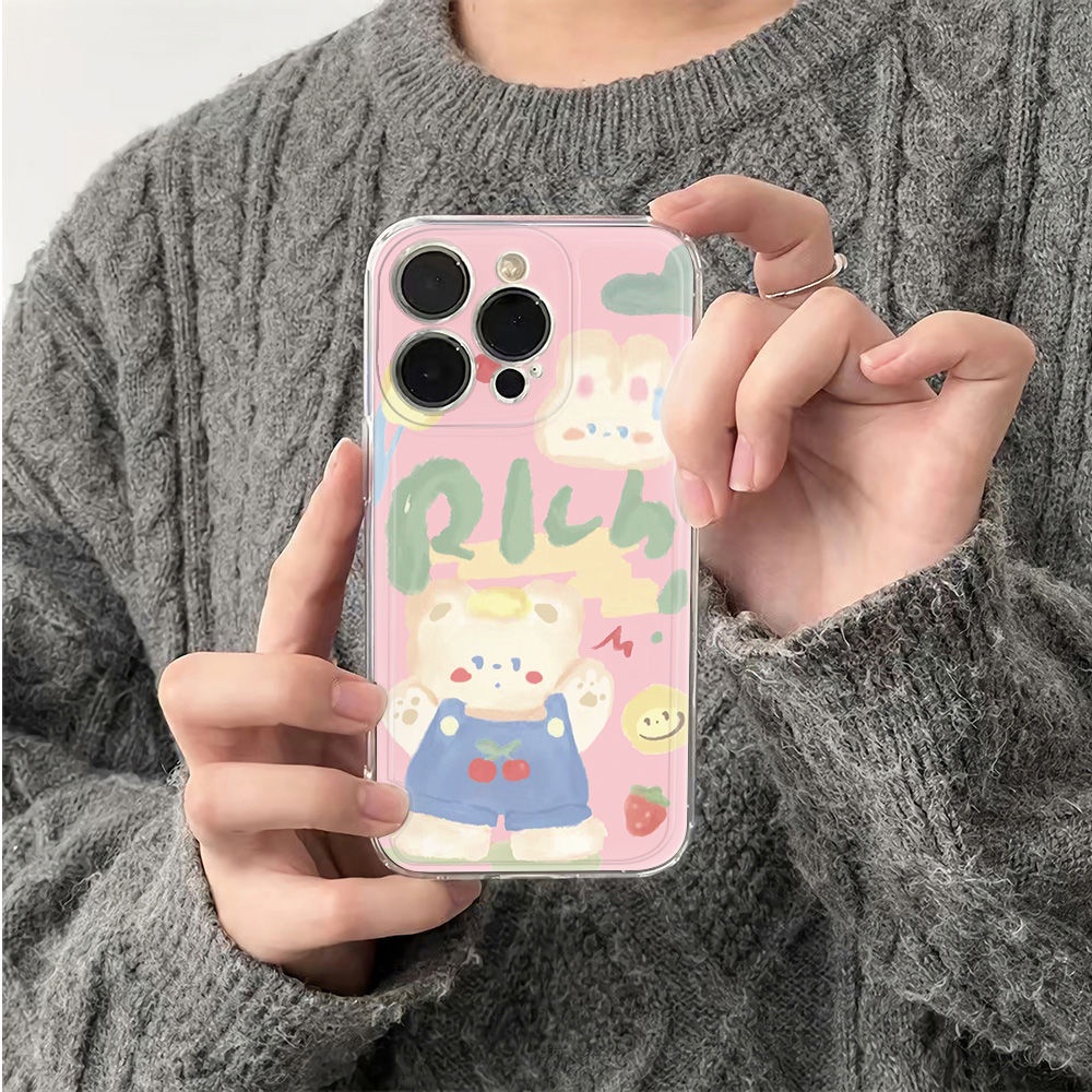 ✅Ốp Điện Thoại Dẻo Họa Tiết Chú Gấu &amp; Cherry Dễ Thương Chống Sốc Cho Iphone1211 6In78 IXTP 14pro13 plus