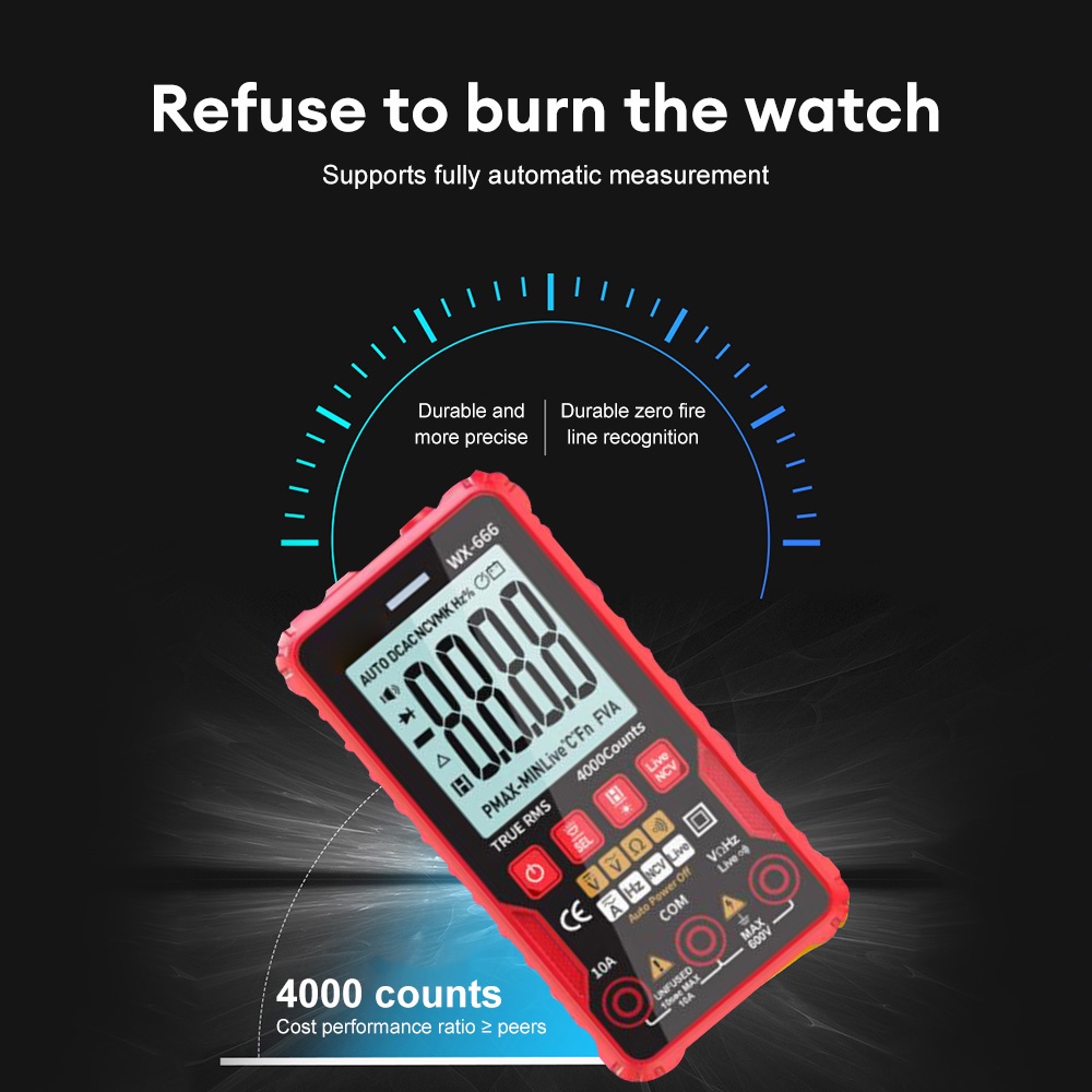 Vạn Năng Kế Kỹ Thuật Số Mini VOKTTA WX666 Đếm 4000counts Có Đèn Pin