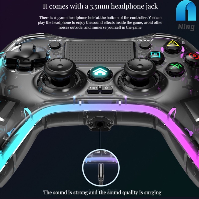Tay Cầm Chơi Game Không Dây Bluetooth Rgb Tương Thích Với Ps4 / android / ios