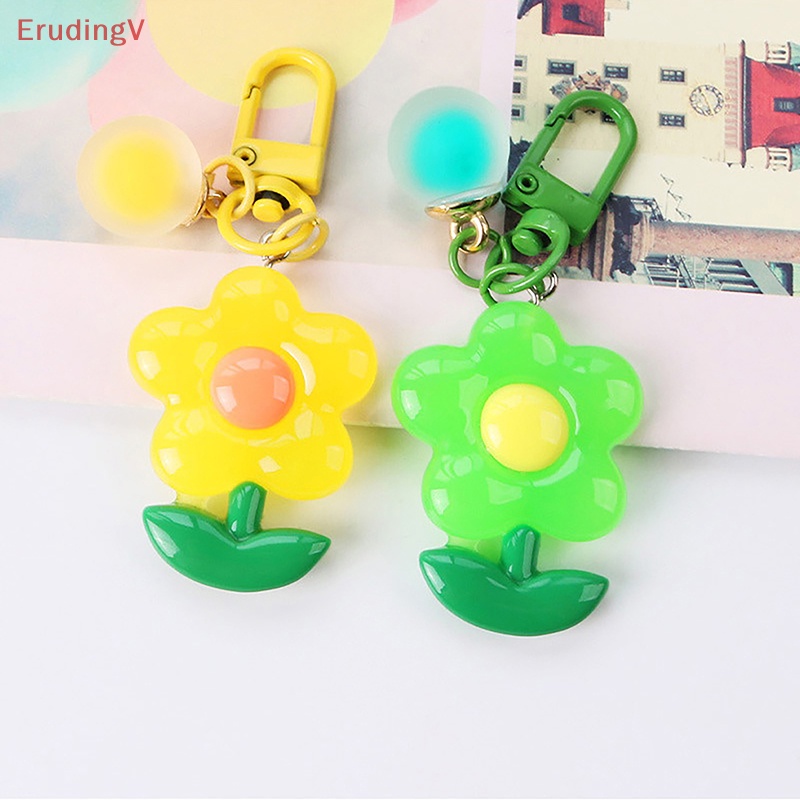 [ErudingV] Móc Khóa Bóng Tròn Hình Hoa Dễ Thương Trang Trí Ba Lô / Túi Xách [Mới]