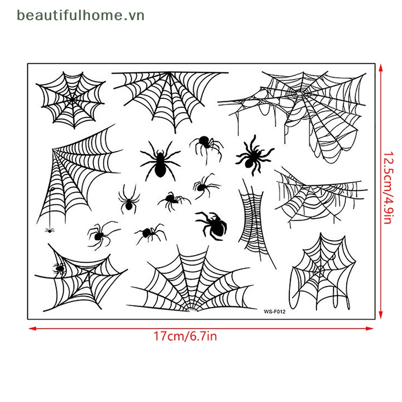 1 Tấm Hình Xăm Dán Tạm Thời Chống Nước Hình Nhện Trang Điểm Halloween