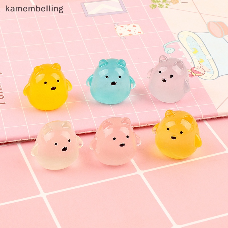 Đồ Chơi Chú Gấu Hoạt Hình Mini Ba Chiều Bằng Nhựa Resin Màu Dạ Quang Trang Trí Móc Khóa DIY