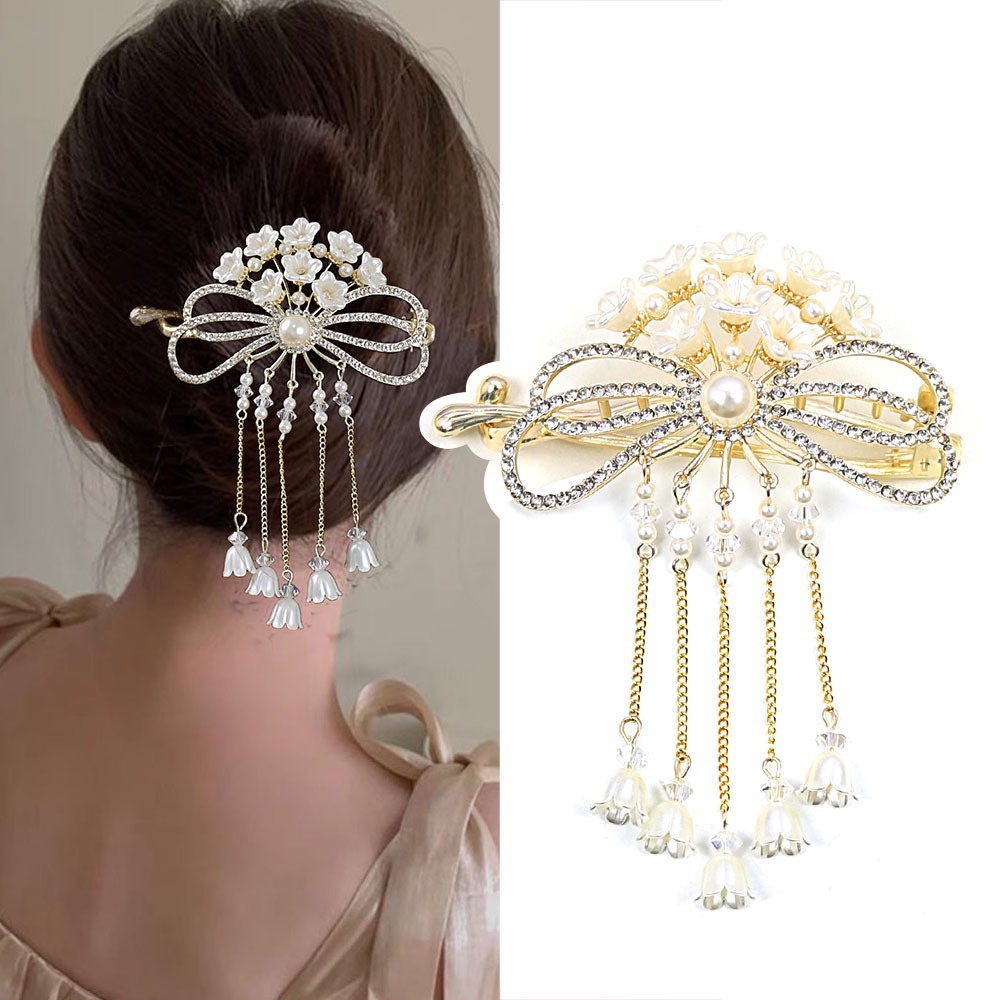 Haimeikang Kẹp Tóc Đính Đá Và Ngọc Trai Thời Trang Mới Cho Nữ