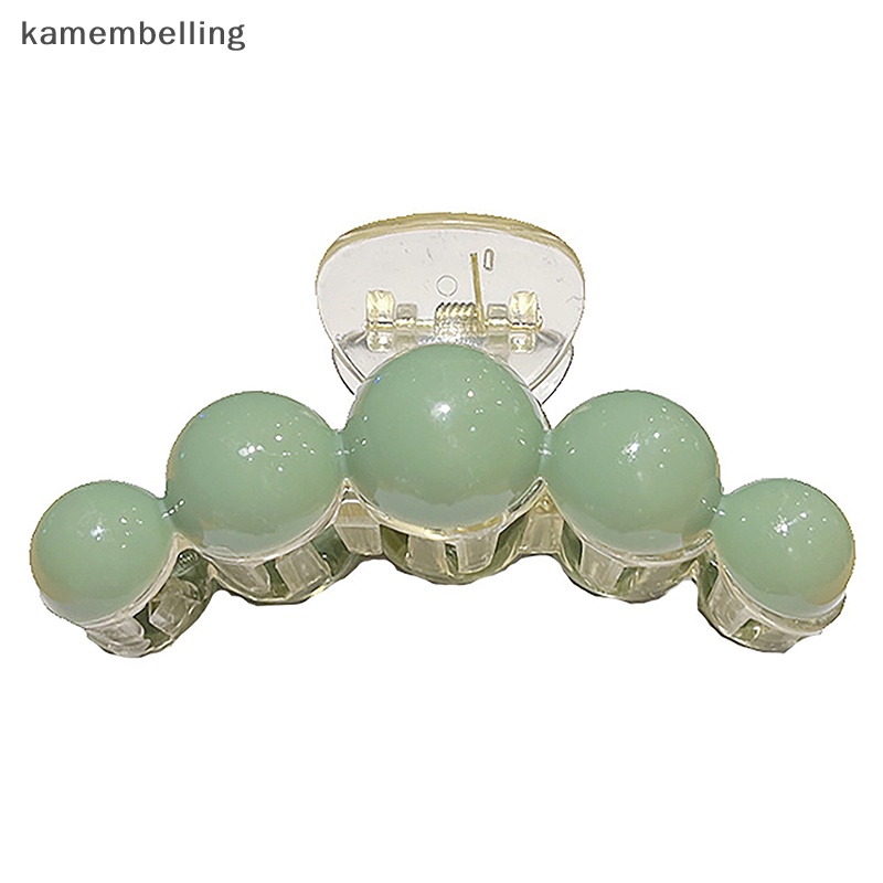Kẹp Tóc Càng Cua Bằng Nhựa Đính Hạt Tròn Màu Xanh Lá Cây Chống Trượt Thời Trang Mùa Hè Cho Nữ