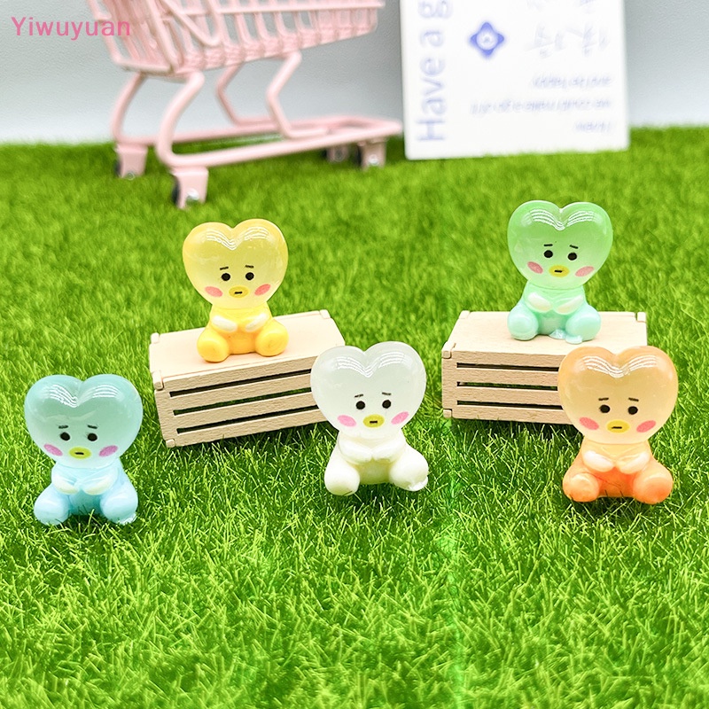 < Yiwuyuan > Bộ 2 Kẹp Tóc Hình Trái Tim Người Ngoài Hành Tinh Bằng Resin Phát Quang Dễ Thương Trang Trí Xe Hơi DIY Mới